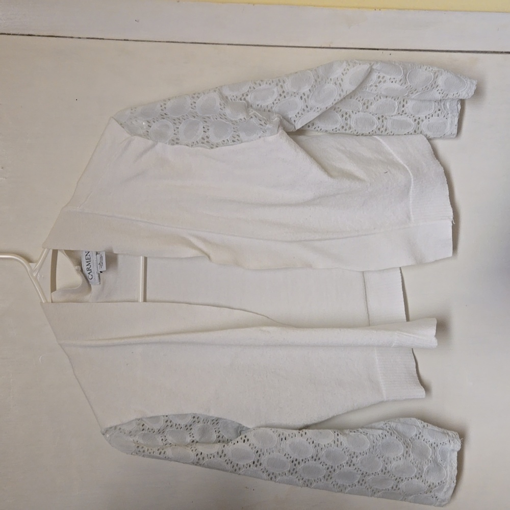 White cardigan, size large,